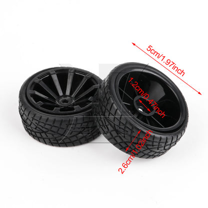 BQLZR  RC1:10 On Road Car Plastic 10-Spoke Wheel Rim Fish Pattern Rubber Tyre Black