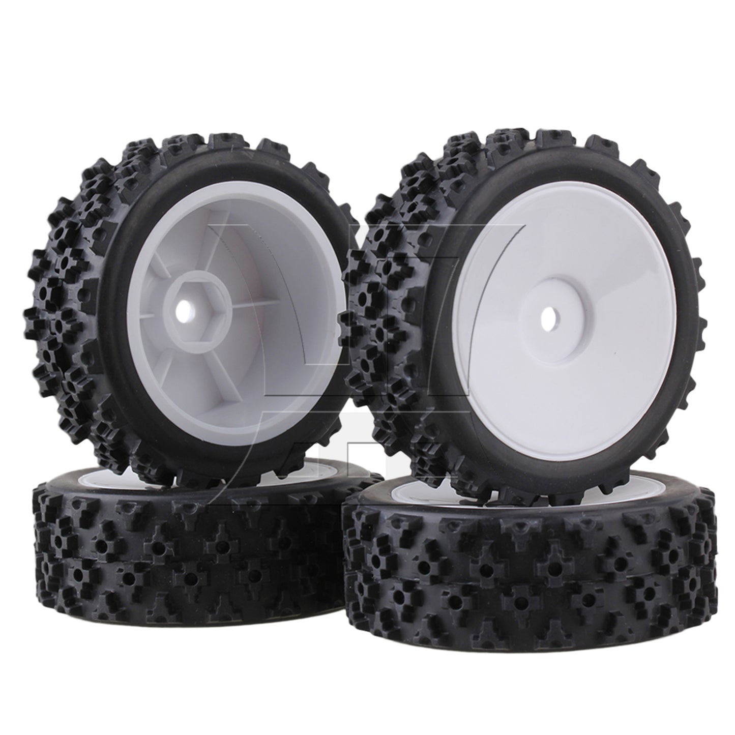 BQLZR RC1:10 On-road Fish Pattern Rubber Tires & Smooth Flat White Wheel Rims