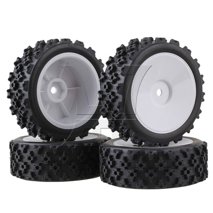 BQLZR RC1:10 On-road Fish Pattern Rubber Tires & Smooth Flat White Wheel Rims