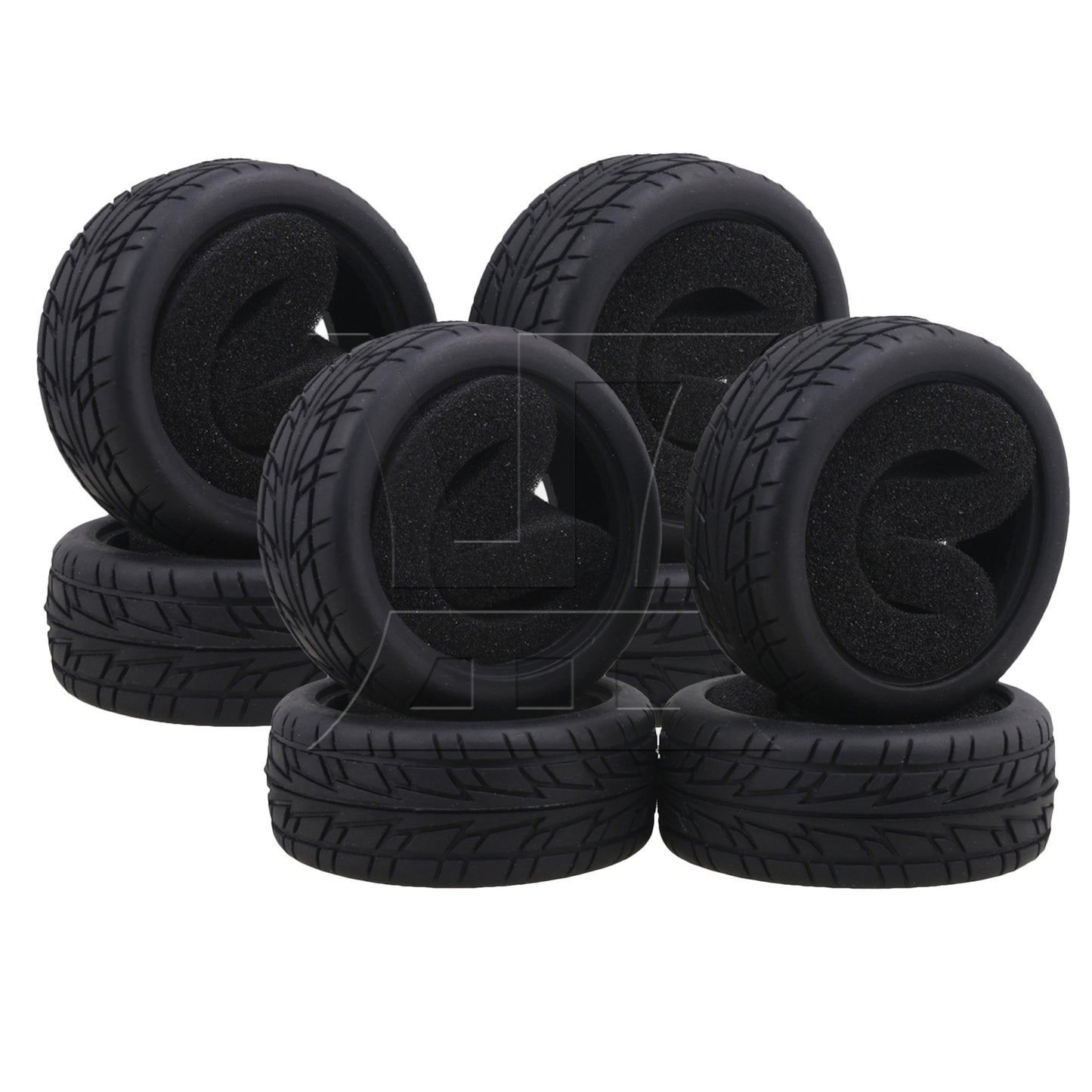 BQLZR 4pcs RC 1:10 On-Road Racing Car Flame Pattern Rubber Tyre Black RC Tire