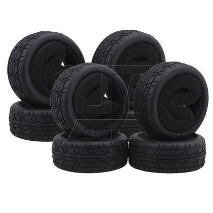 BQLZR 4pcs RC 1:10 On-Road Racing Car Flame Pattern Rubber Tyre Black RC Tire