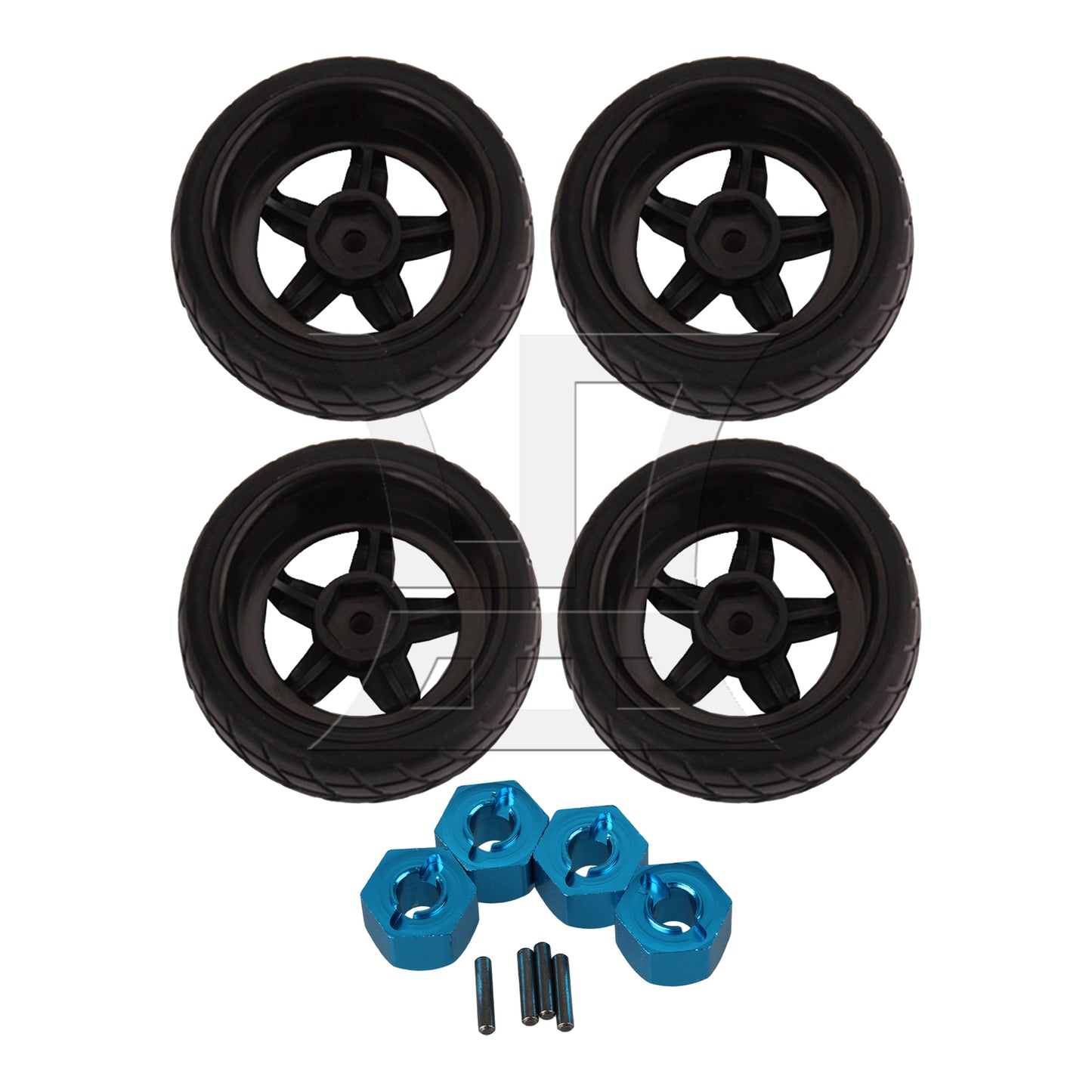 BQLZR 4x RC1: 10 Flat Sports Car Competition-level Checkered Tires and 5-spoke Rim