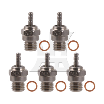 BQLZR Al. Igniter & 6Pcs N3 70117 Spark Glow Plugs Replacement for RC1:10 Model