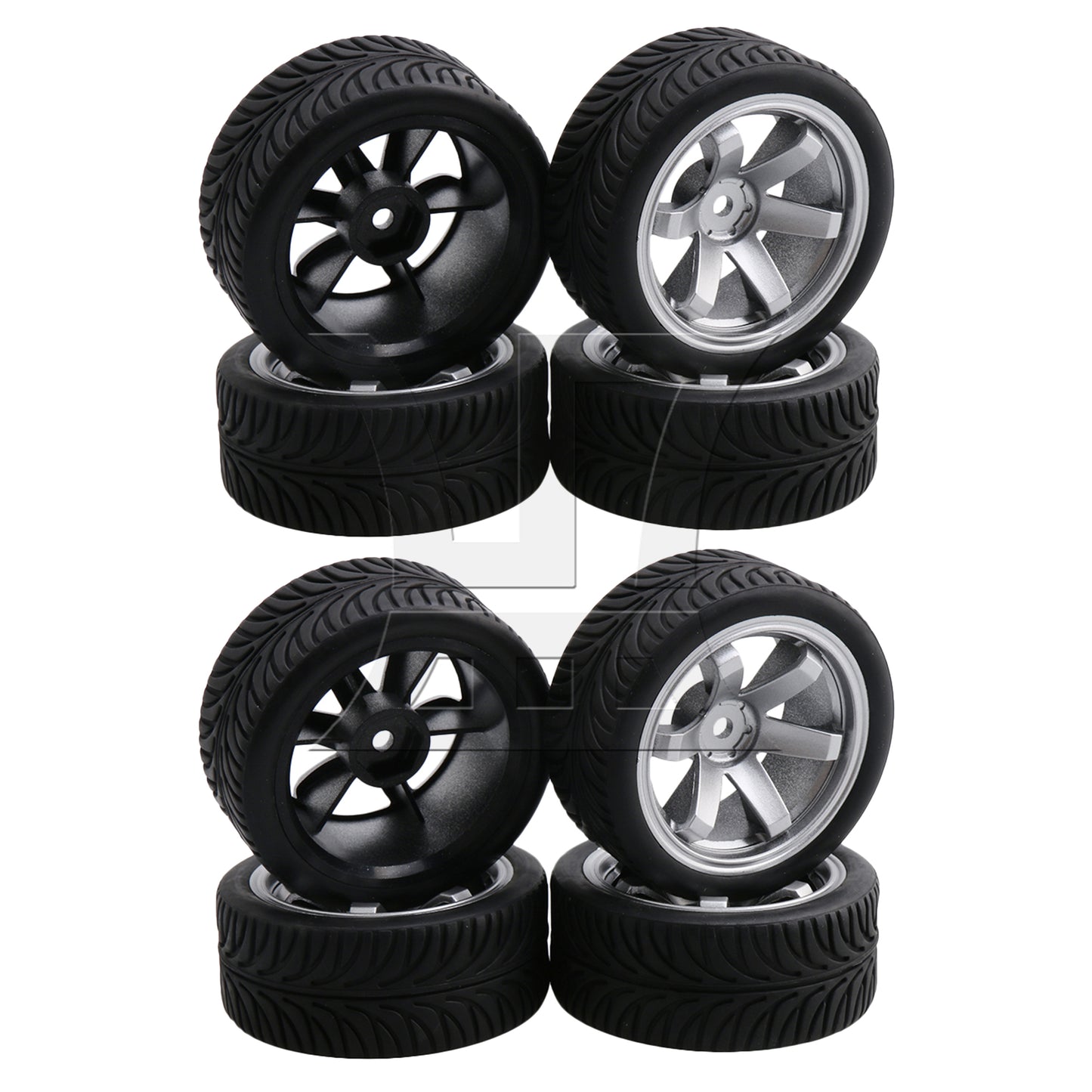 BQLZR  Plated Silver 6 Spoke Wheel Rim & Wheat Tyre for RC1:10 On Road Car BQLZR