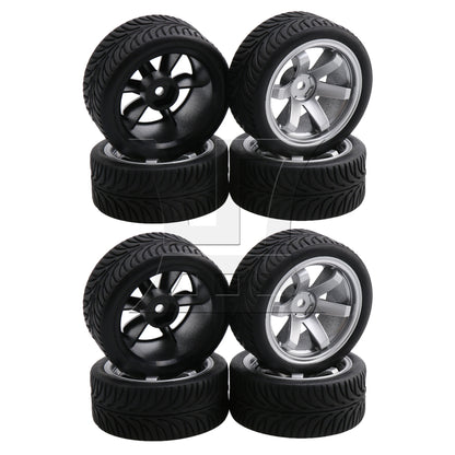 BQLZR  Plated Silver 6 Spoke Wheel Rim & Wheat Tyre for RC1:10 On Road Car BQLZR