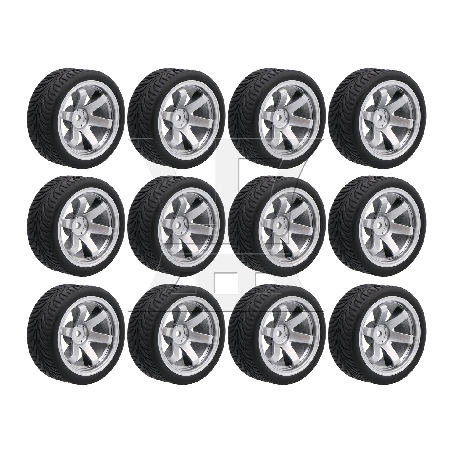 BQLZR  Plated Silver 6 Spoke Wheel Rim & Wheat Tyre for RC1:10 On Road Car BQLZR