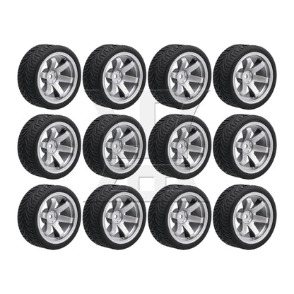 BQLZR  Plated Silver 6 Spoke Wheel Rim & Wheat Tyre for RC1:10 On Road Car BQLZR