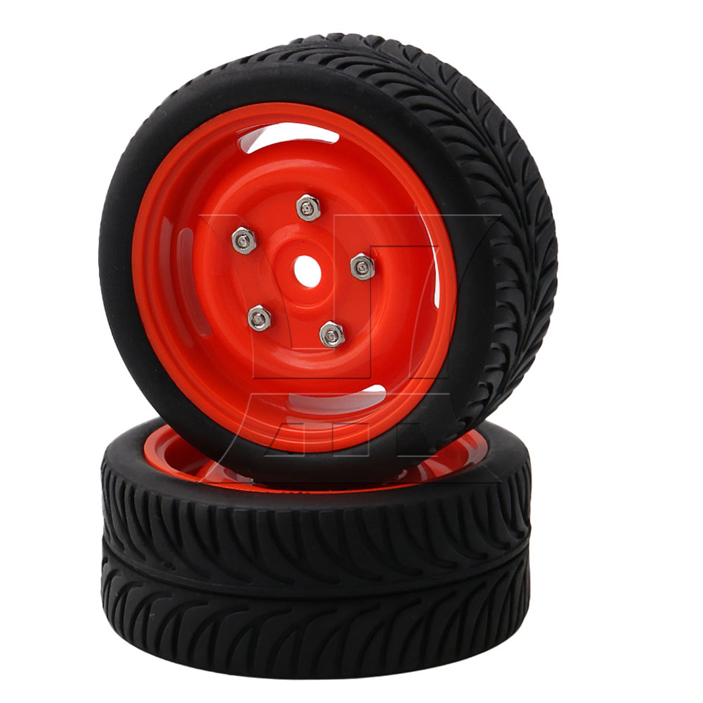 BQLZR 4 x RC 1/10 Racing Drift Car On Road Car 12mm Hex Red Wheel Rims & Black Tyres