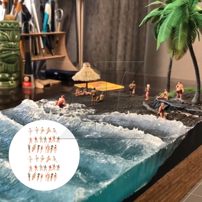 BQLZR 40 Pieces Plastic Miniature People Figurines 1:75 Standing & Seat Beach Scenes