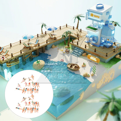 BQLZR 40 Pieces Plastic Miniature People Figurines 1:75 Standing & Seat Beach Scenes