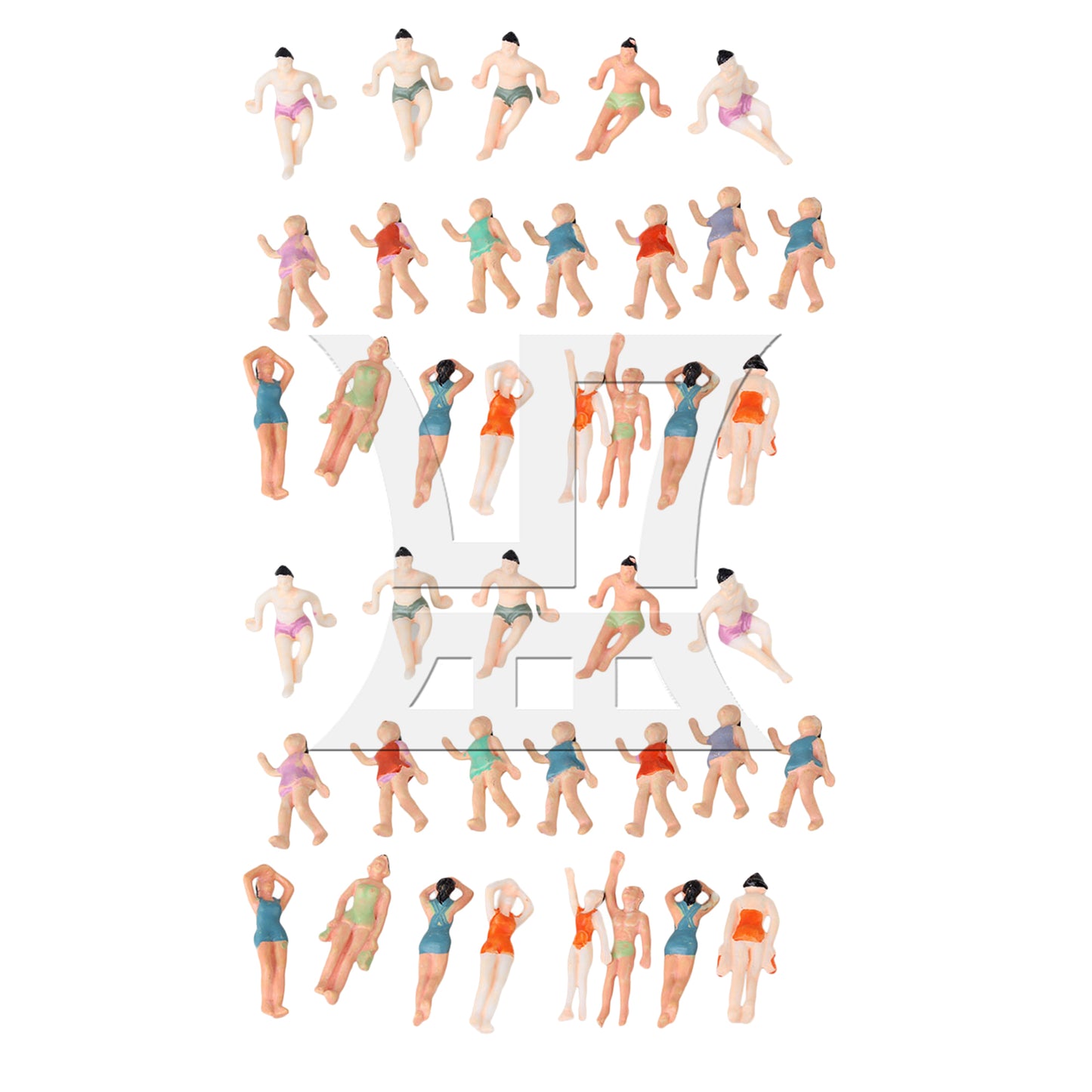 BQLZR 40 Pieces Plastic Miniature People Figurines 1:75 Standing & Seat Beach Scenes
