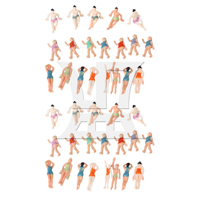 BQLZR 40 Pieces Plastic Miniature People Figurines 1:75 Standing & Seat Beach Scenes
