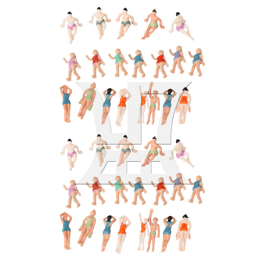 BQLZR 40 Pieces Plastic Miniature People Figurines 1:75 Standing & Seat Beach Scenes