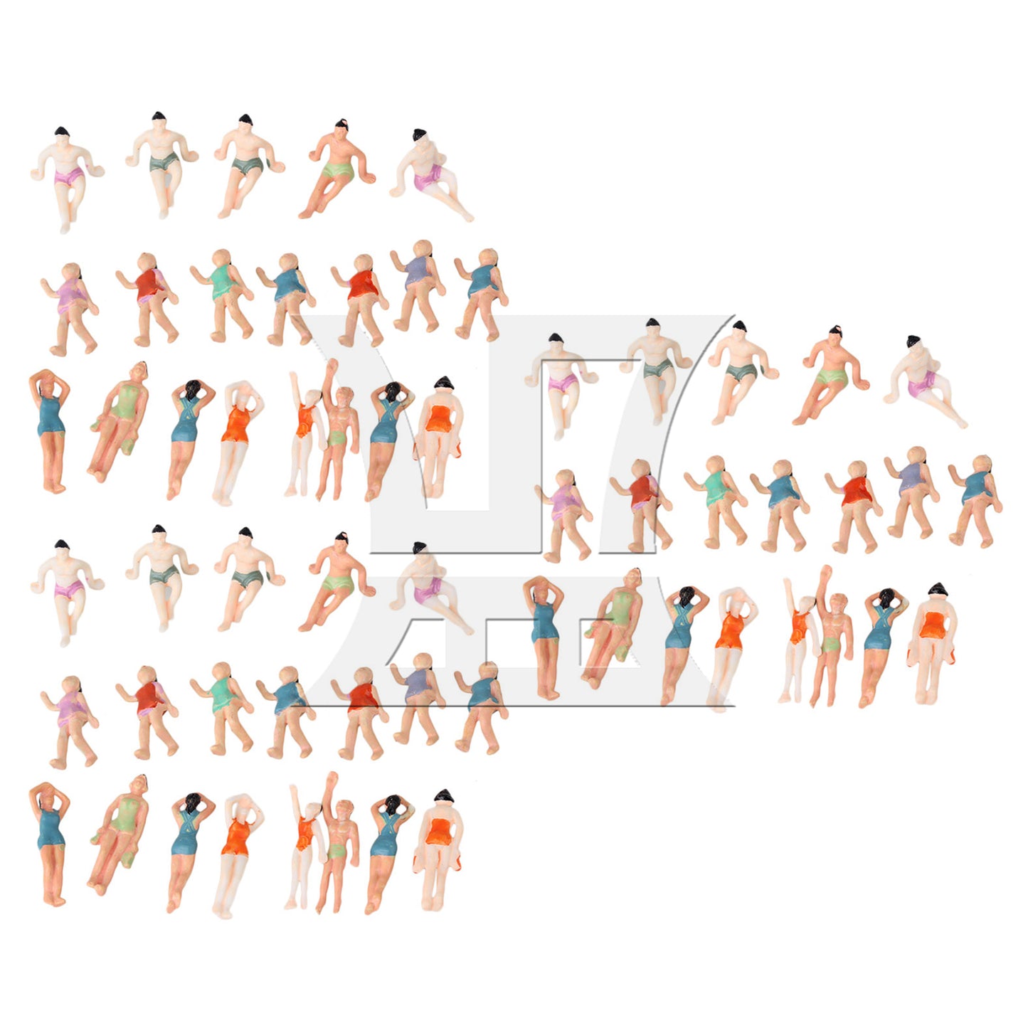 BQLZR 40 Pieces Plastic Miniature People Figurines 1:75 Standing & Seat Beach Scenes