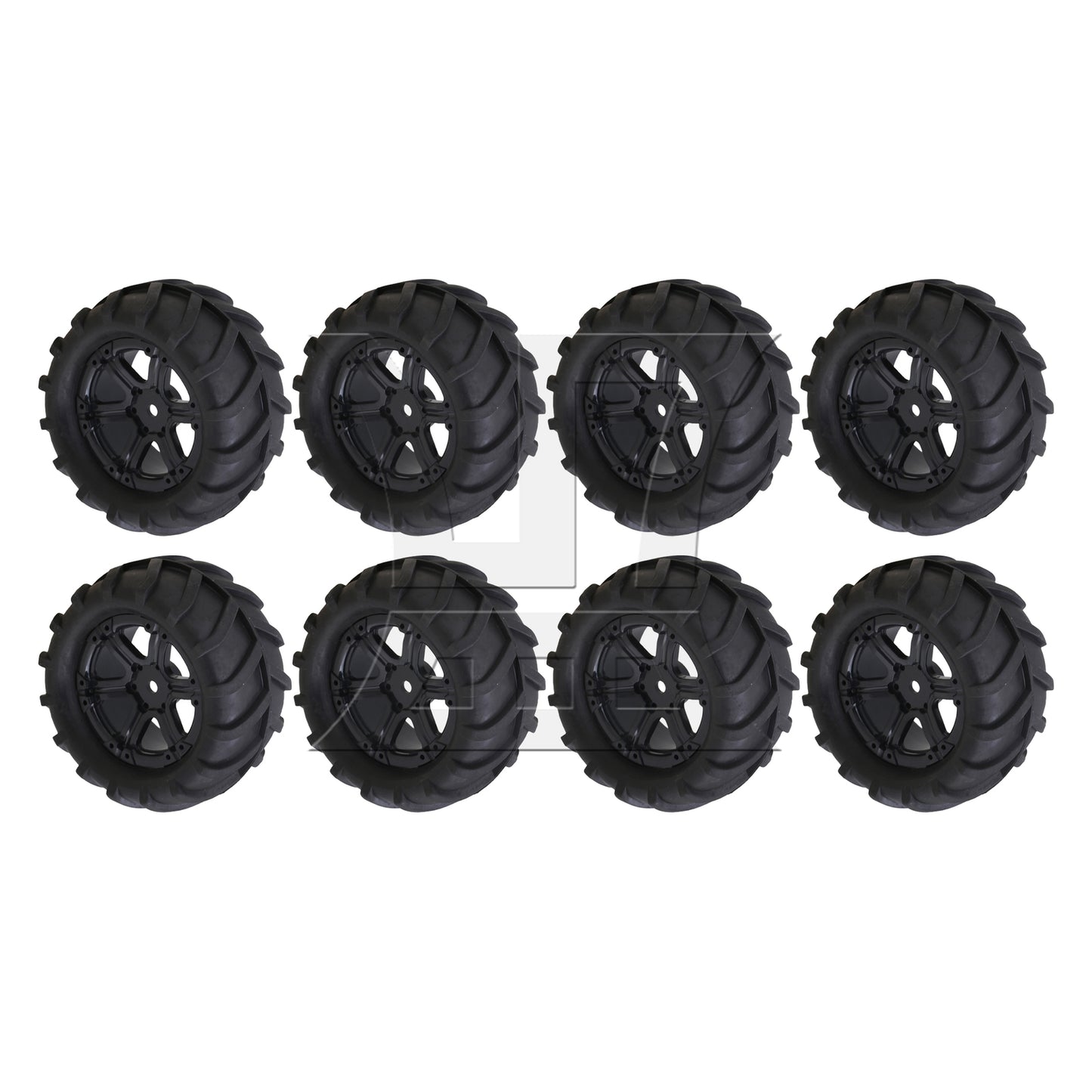 BQLZR 4PCS 20511 6 Spoke Wheel Rubber Wheat-type Tyre for RC 1:16 Truck Car Black