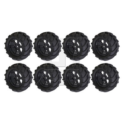 BQLZR 4PCS 20511 6 Spoke Wheel Rubber Wheat-type Tyre for RC 1:16 Truck Car Black
