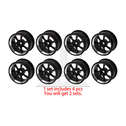 BQLZR 4 x RC 1:10 On-Road Car Plastic Drift Tire Sets & Black Alloy 7-Spoke Wheel Rim