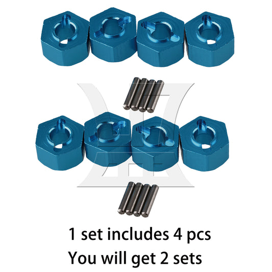 BQLZR 8pcs RC1:10 Wheel Hex Mount 1.2x0.7cm for Flat Sports Car Off-Road Vehicle Truck N10180 Blue Mmodel Car Accessories