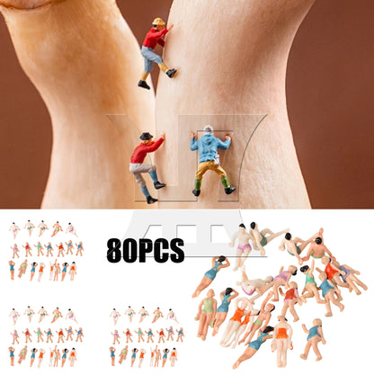 BQLZR 40 Pieces Plastic Miniature People Figurines 1:75 Standing & Seat Beach Scenes