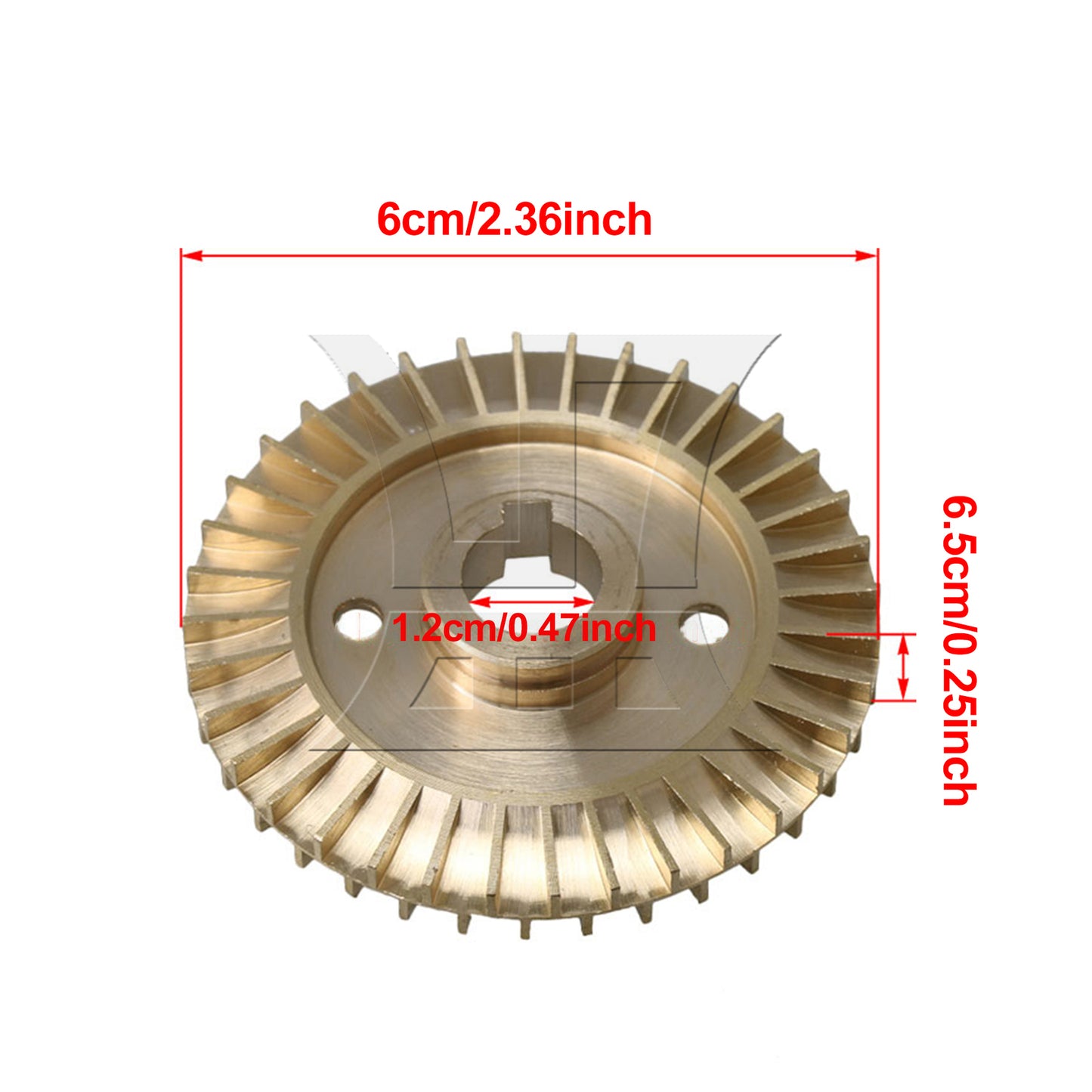 BQLZR Water Pump Brass Double-sided Keyway Impeller 6cm OD 1.2cm ID