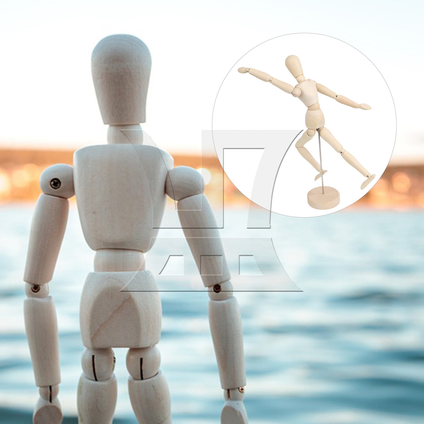 BQLZR Wooden Manikin Flexible Body Joints for Art Sketching 12 Inch Natural Color