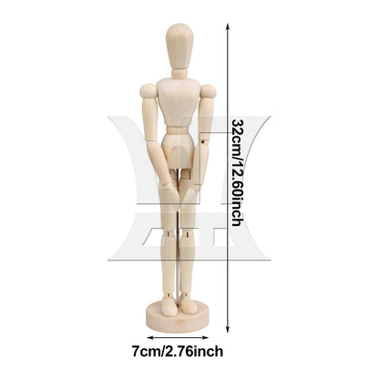 BQLZR Wooden Manikin Flexible Body Joints for Art Sketching 12 Inch Natural Color