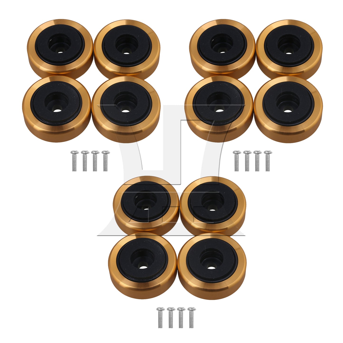 BQLZR  Gold Aluminum Plastic Isolation Feet Pad for Audio Speakers 3x1.1cm