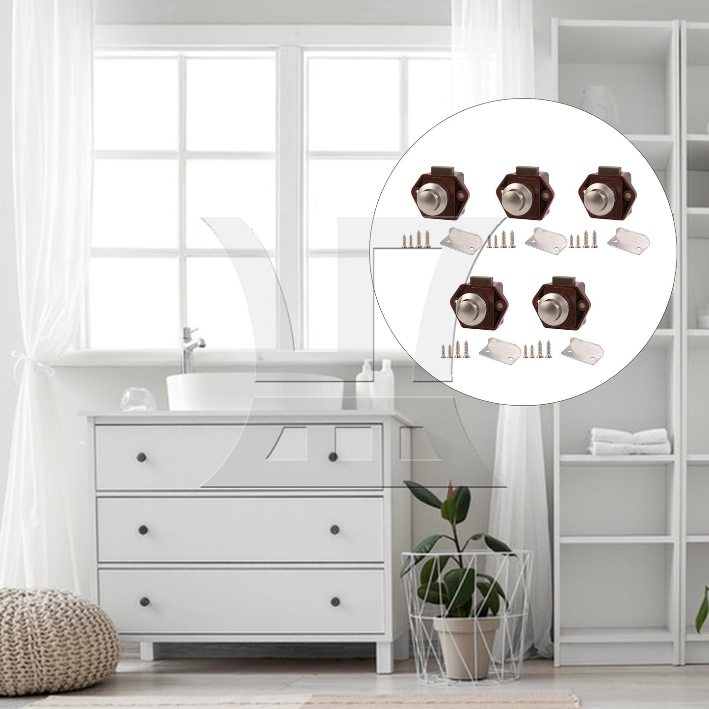 BQLZR  Brown RV Drawer Door Push Button Keyless Lock Latch Knob Opening Hole 20mm
