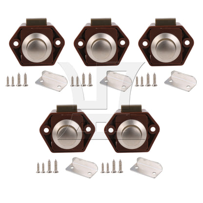 BQLZR  Brown RV Drawer Door Push Button Keyless Lock Latch Knob Opening Hole 20mm