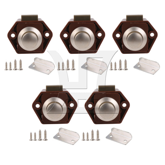 BQLZR  Brown RV Drawer Door Push Button Keyless Lock Latch Knob Opening Hole 20mm