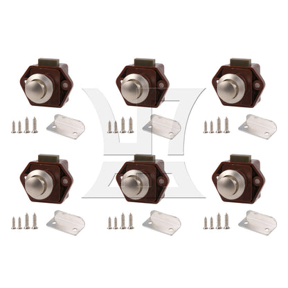 BQLZR  Brown RV Drawer Door Push Button Keyless Lock Latch Knob Opening Hole 20mm