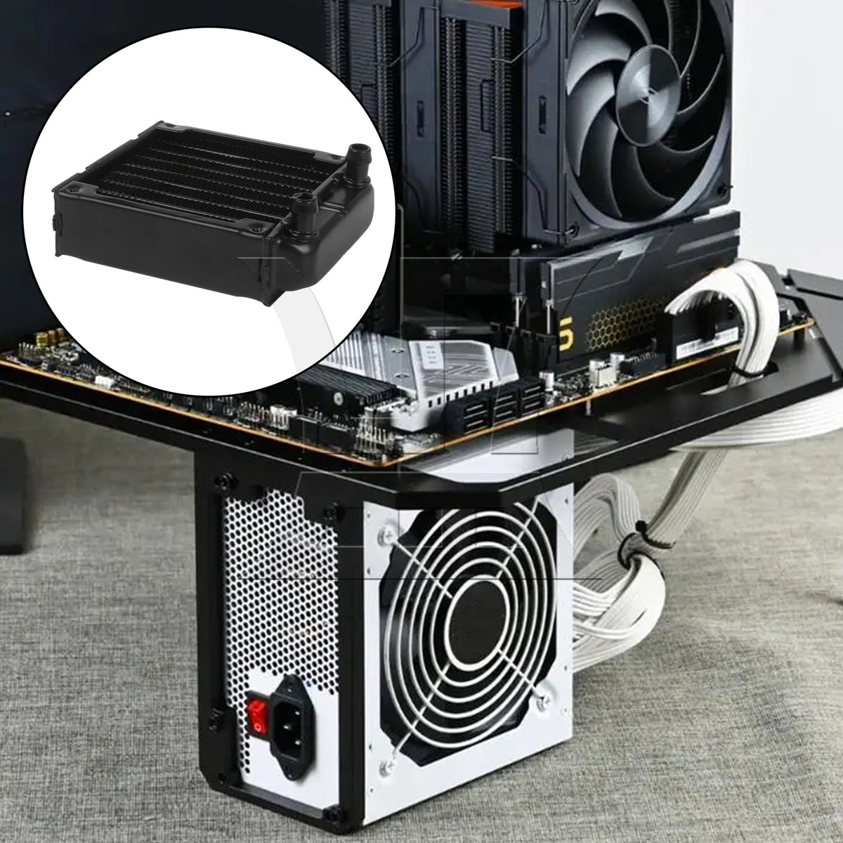 BQLZR 3 Pieces Metal Head Cooling Computer CPU Heat Exchanger Radiator 80 Row Black