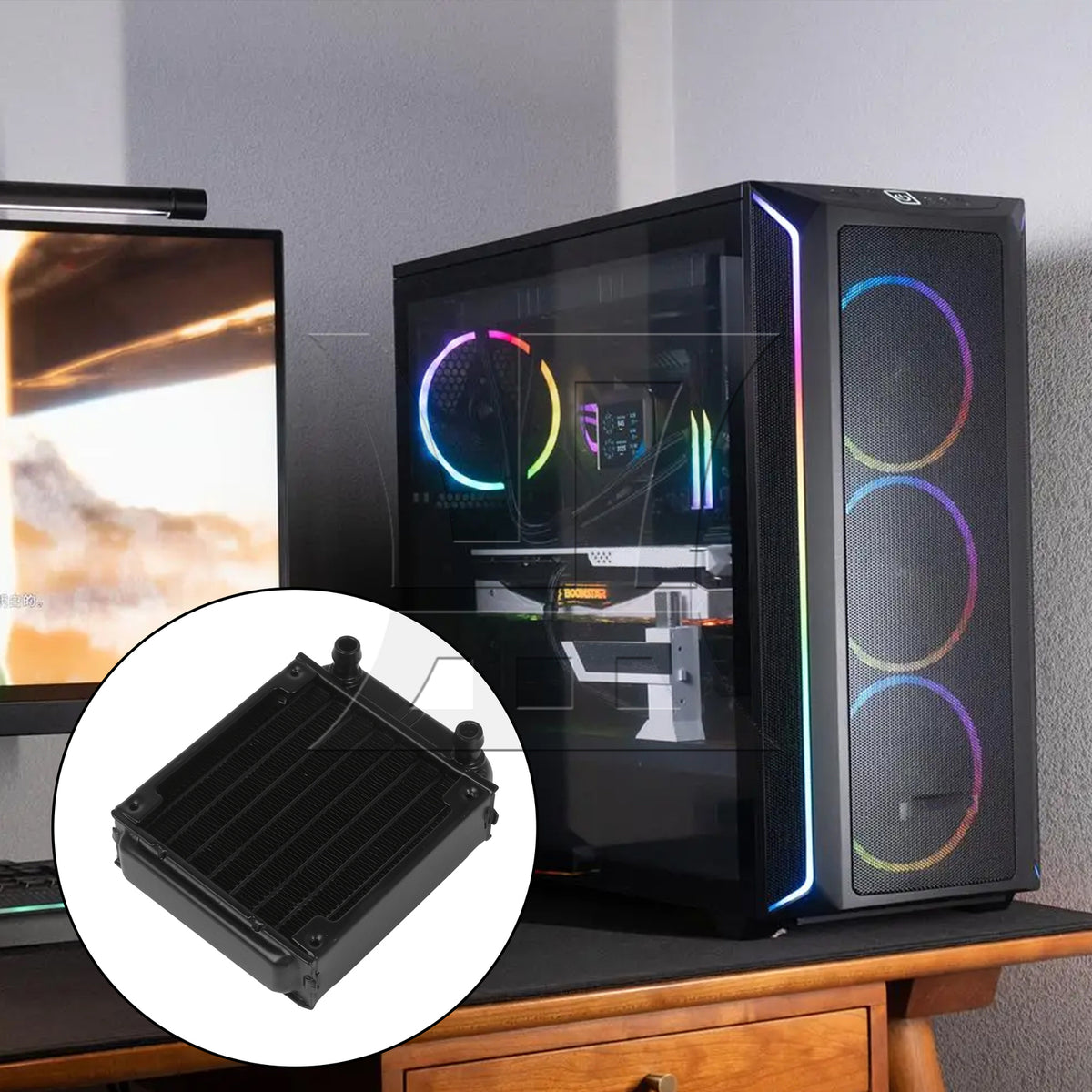 BQLZR 3 Pieces Metal Head Cooling Computer CPU Heat Exchanger Radiator 80 Row Black
