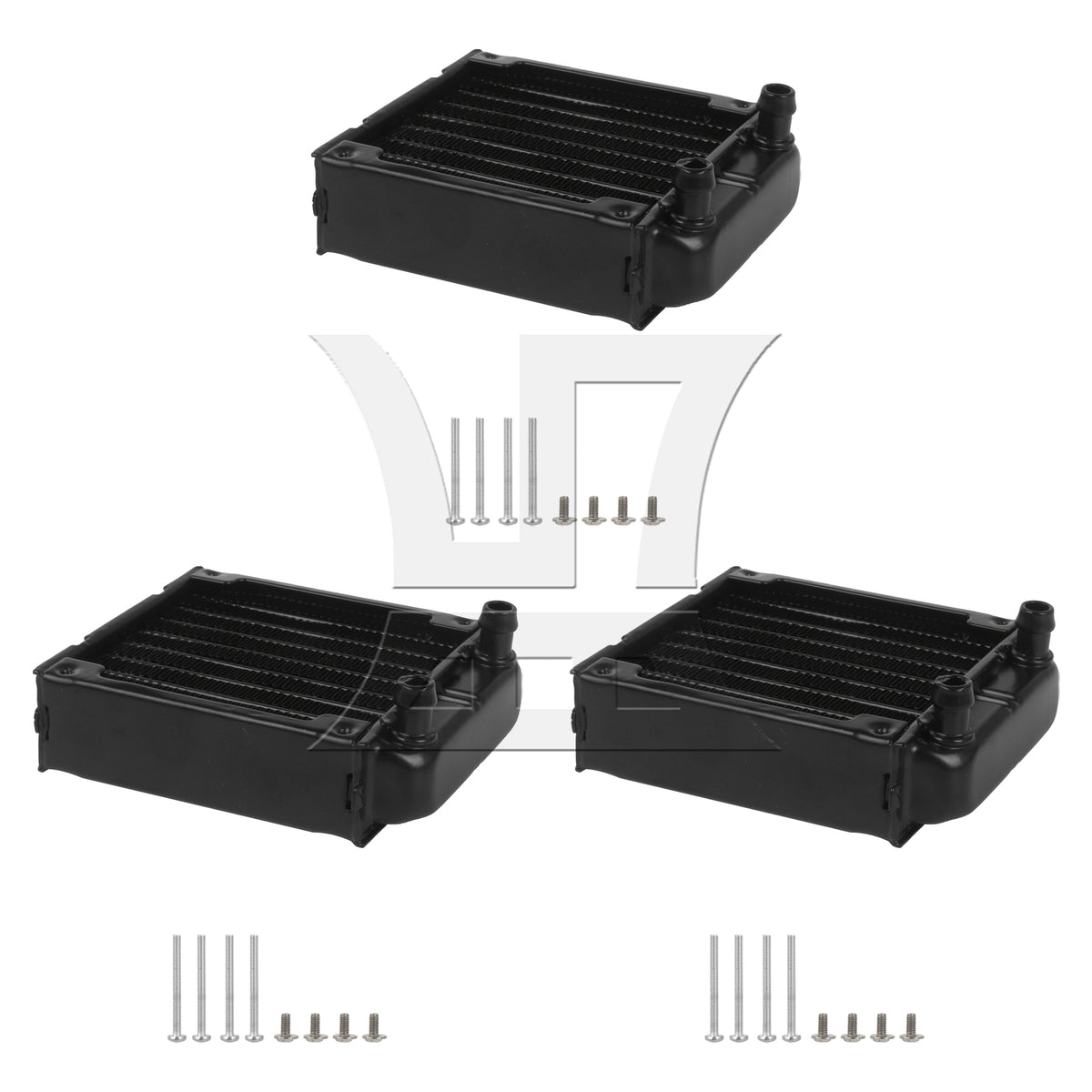 BQLZR 3 Pieces Metal Head Cooling Computer CPU Heat Exchanger Radiator 80 Row Black