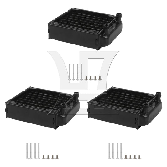BQLZR 3 Pieces Metal Head Cooling Computer CPU Heat Exchanger Radiator 80 Row Black