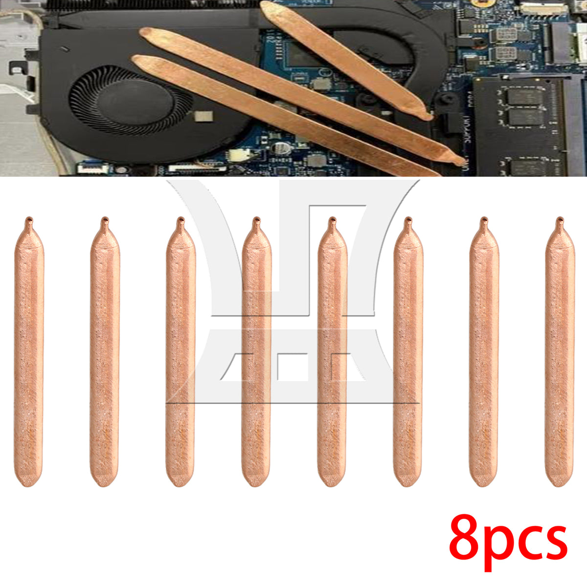 BQLZR Copper Computer Flat Heat Pipe 0.3x0.8x8cm Gold for Cpu Cooler