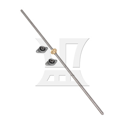 BQLZR Horizontal 2mm Lead 500mm Length Lead Screw Rod Bearing Pillow Block Set