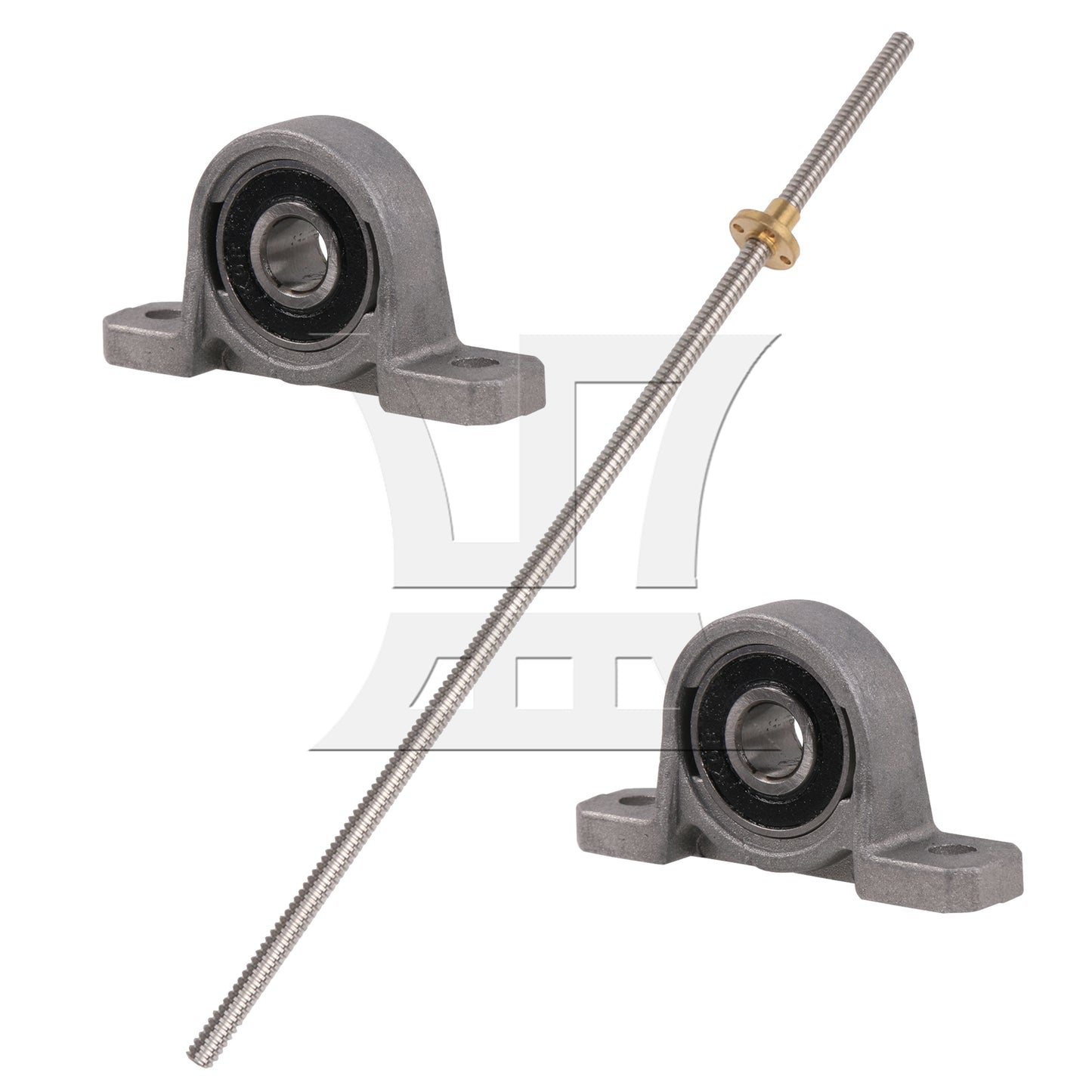 BQLZR Horizontal 2mm Lead 500mm Length Lead Screw Rod Bearing Pillow Block Set
