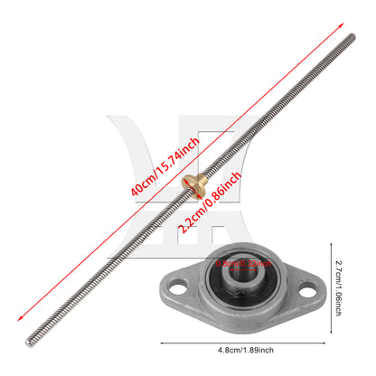 BQLZR Vertical 8mm 400mm Length Lead Screw Rod Flange Pillow Block Set