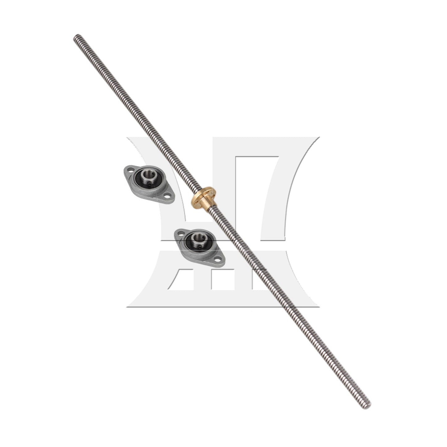BQLZR Horizontal 2mm Lead 400mm Length Lead Screw Rod Bearing Pillow Block Set