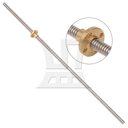 BQLZR Horizontal 2mm Lead 400mm Length Lead Screw Rod Bearing Pillow Block Set