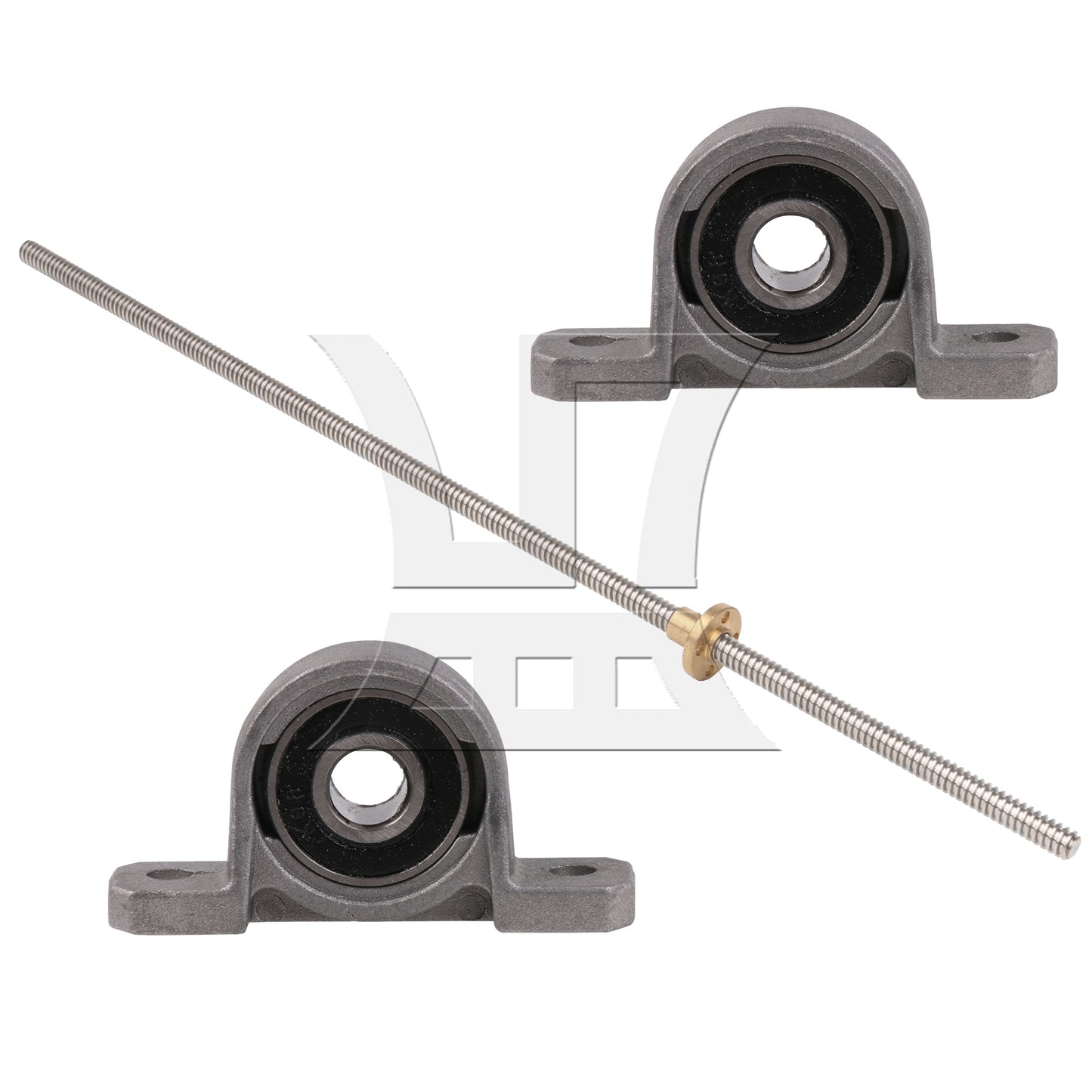BQLZR Horizontal 2mm Lead 400mm Length Lead Screw Rod Bearing Pillow Block Set