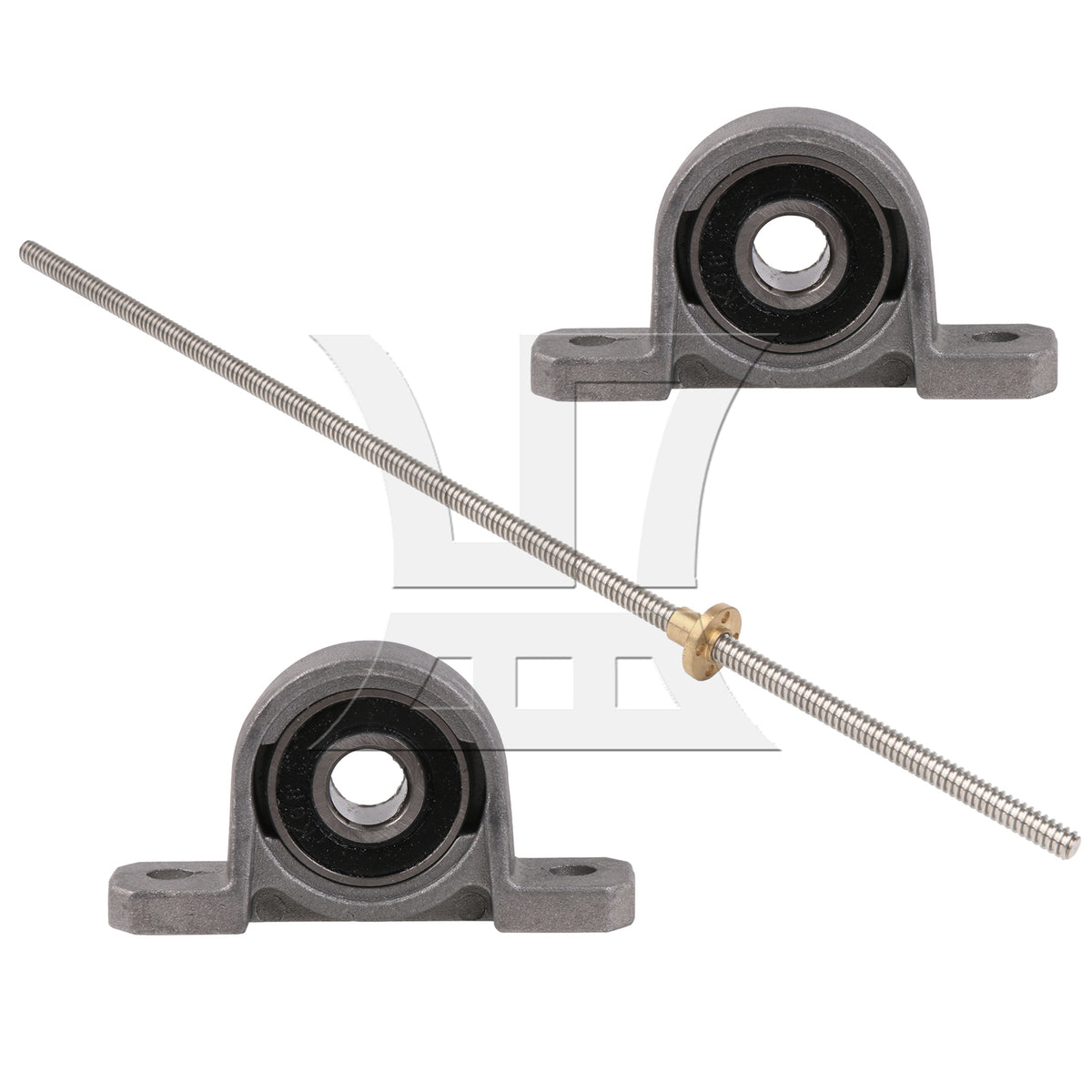 BQLZR Horizontal 8mm 350mm Length Lead Screw Rod Bearing Pillow Block Set