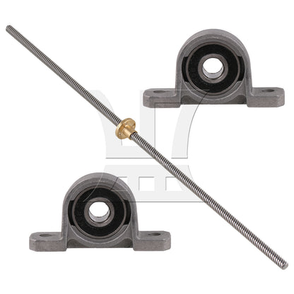 BQLZR Horizontal 8mm 350mm Length Lead Screw Rod Bearing Pillow Block Set