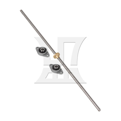 BQLZR Vertical 2mm Lead 450mm Length Lead Screw Rod Flange Pillow Block Set