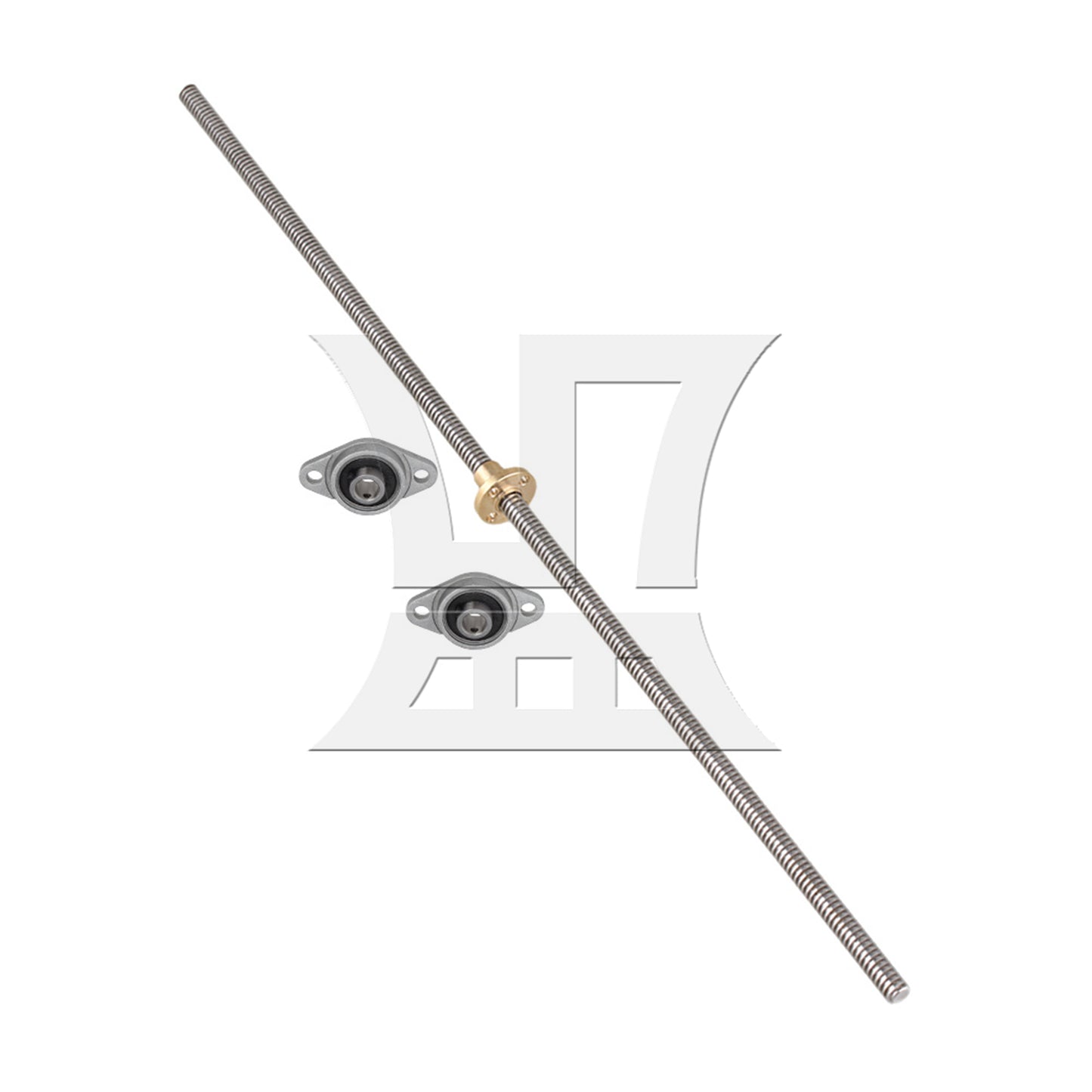 BQLZR Vertical 2mm Lead 450mm Length Lead Screw Rod Flange Pillow Block Set