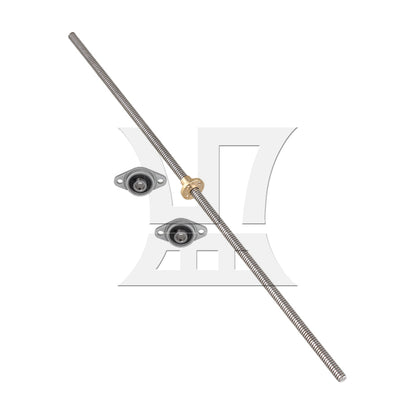 BQLZR Vertical 2mm Lead 450mm Length Lead Screw Rod Flange Pillow Block Set