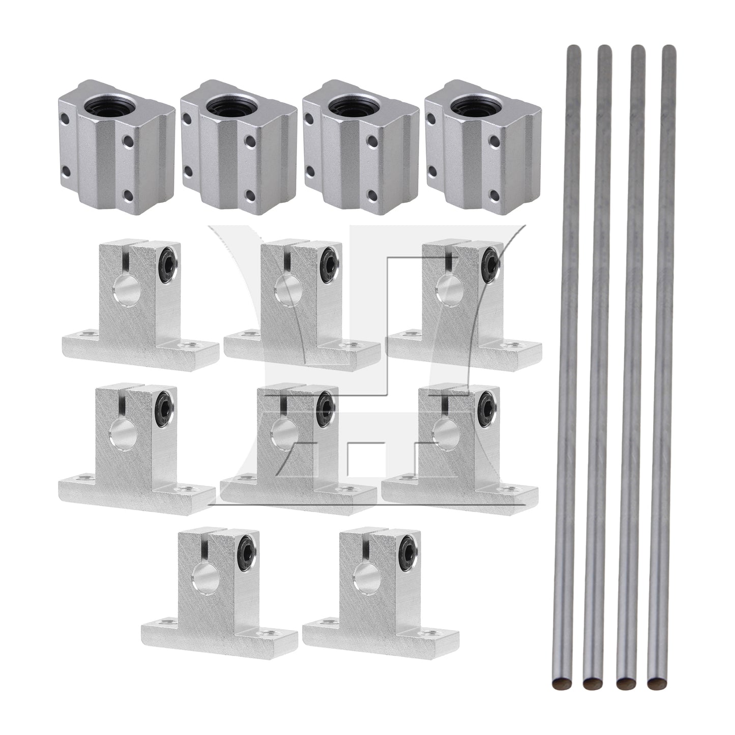 BQLZR Horizontal Rail Shaft Support 400mm Long 8mm Cylinder Liner Axis Set