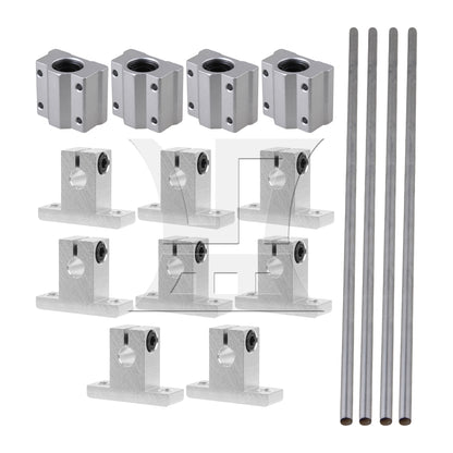 BQLZR Horizontal Rail Shaft Support 400mm Long 8mm Cylinder Liner Axis Set