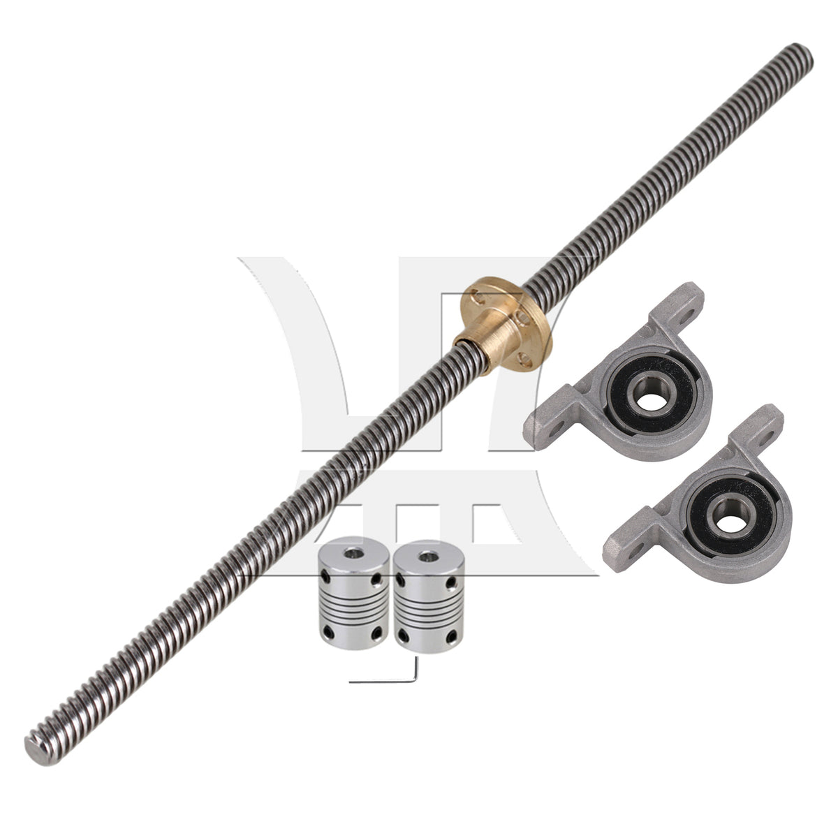BQLZR Horizontal 8mm 350mm Length Lead Screw Rod Bearing Pillow Block Set
